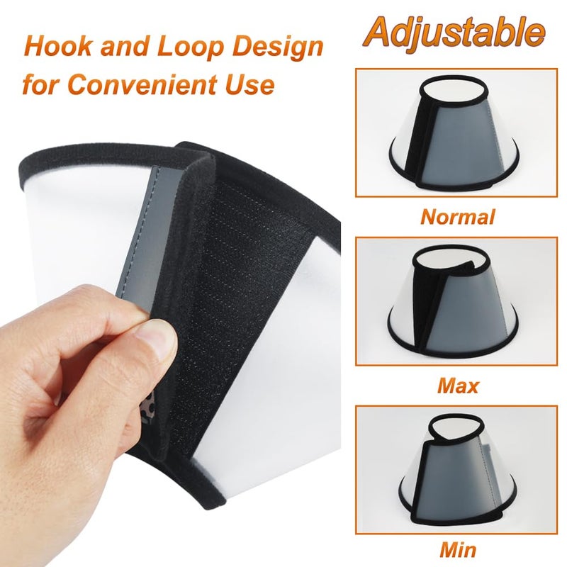 Vivifying Cat Cone, Adjustable Recovery Pet Cone, Three Sizes Lightweight Plastic Elizabethan Collar for Cats, Mini Dogs and Rabbits (Black) - Image 2